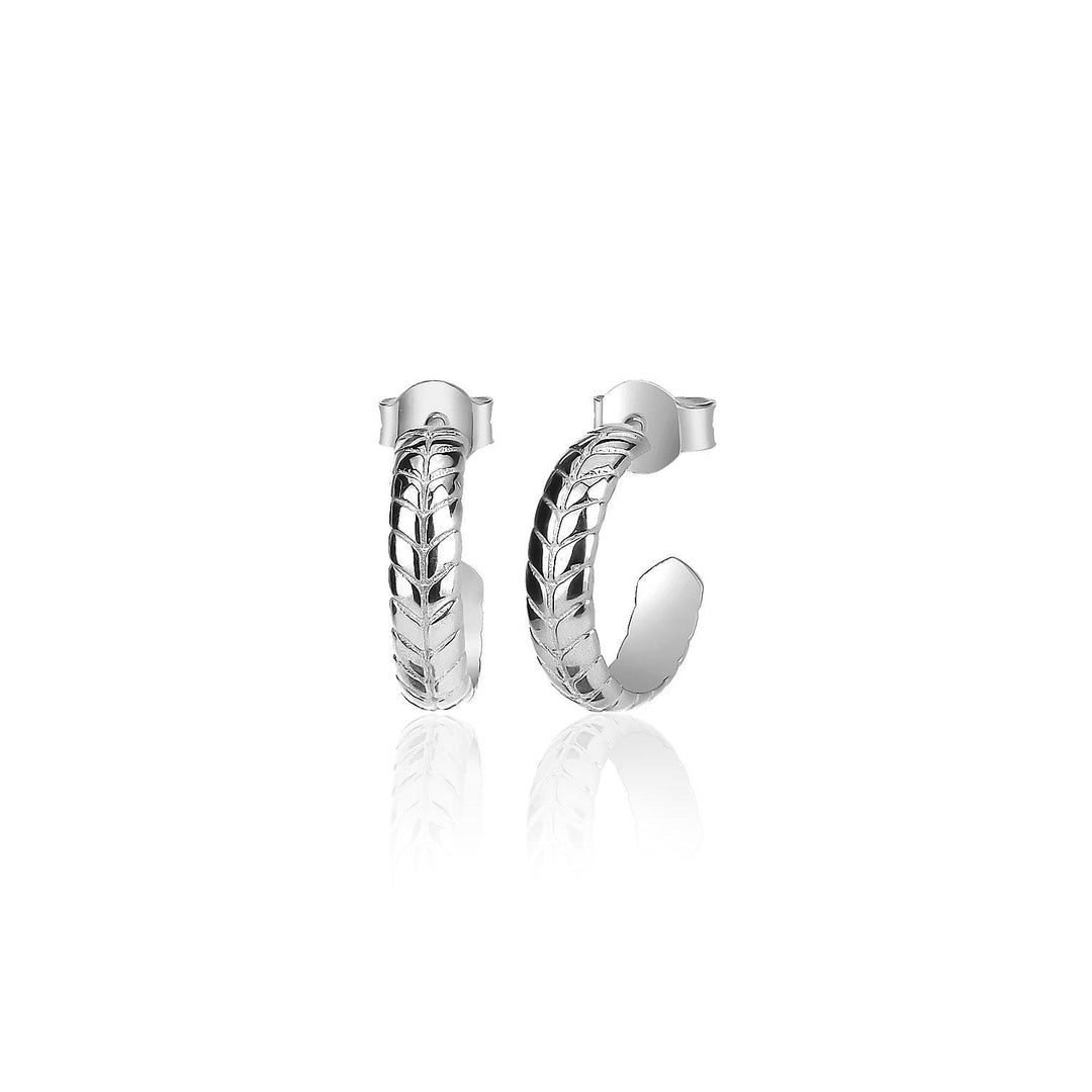 Smooth Leaf Open Hoop Earrings In Sterling Silver - Nili Gem