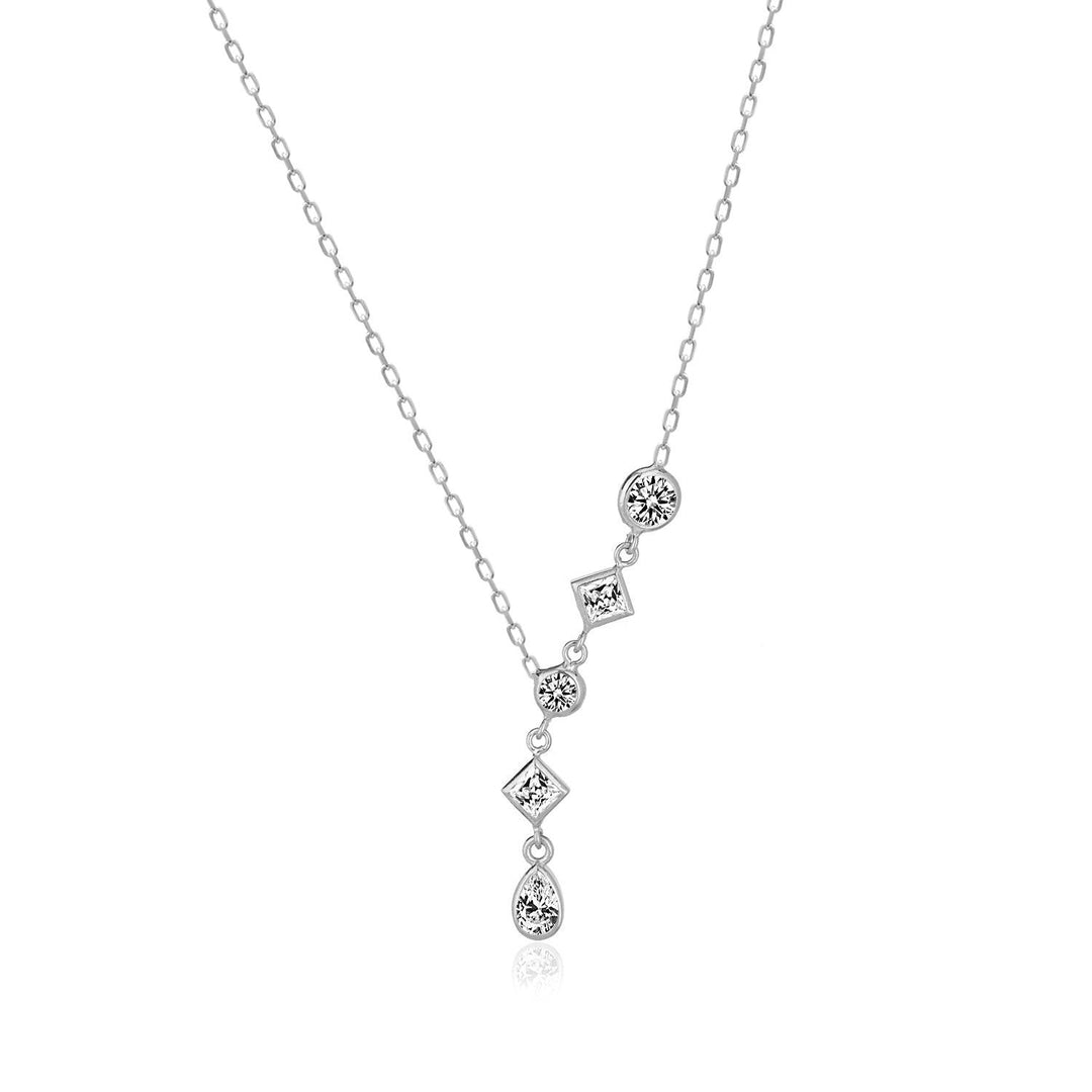 Sparkling Drop Y Necklace In Sterling Silver - Nili Gem