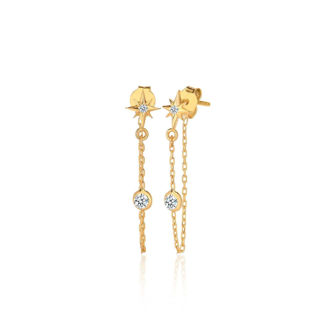 Star Chain Earrings In Gold Vermeil - Nili Gem