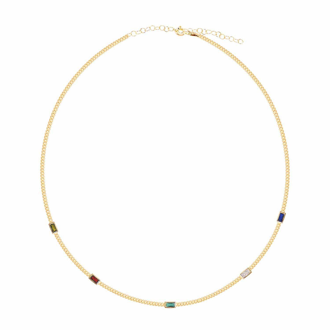 Station Necklace With Baguette Cut In Gold Vermeil - Nili Gem