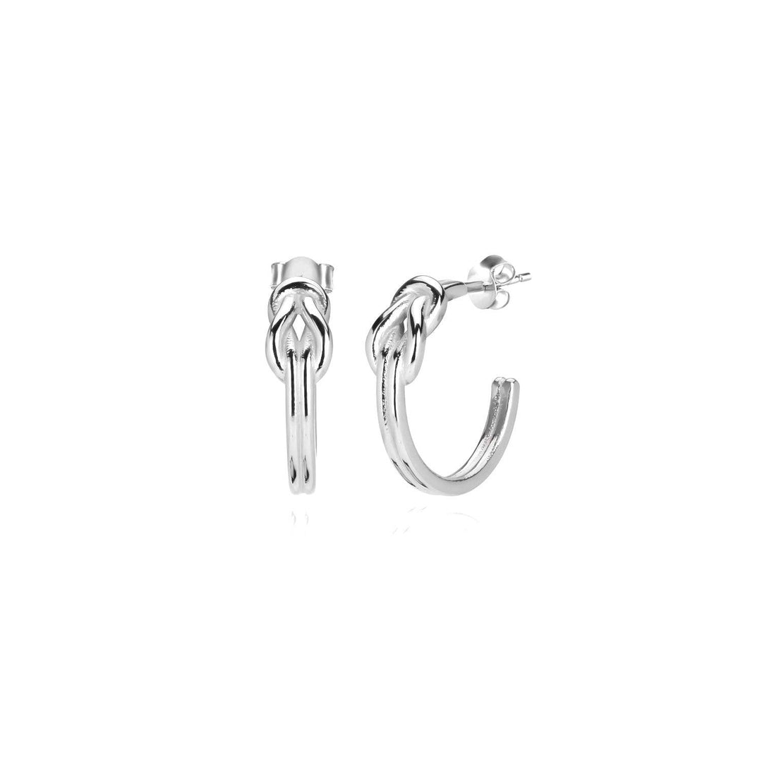 Sterling Silver knot collection Half Hoop Earrings - Nili Gem