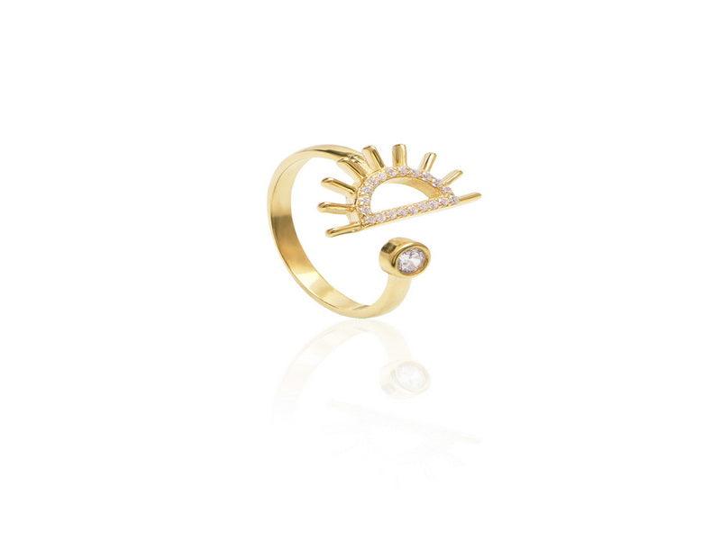 Stylish Sun & Sand Ring In Gold Vermeil - Nili Gem