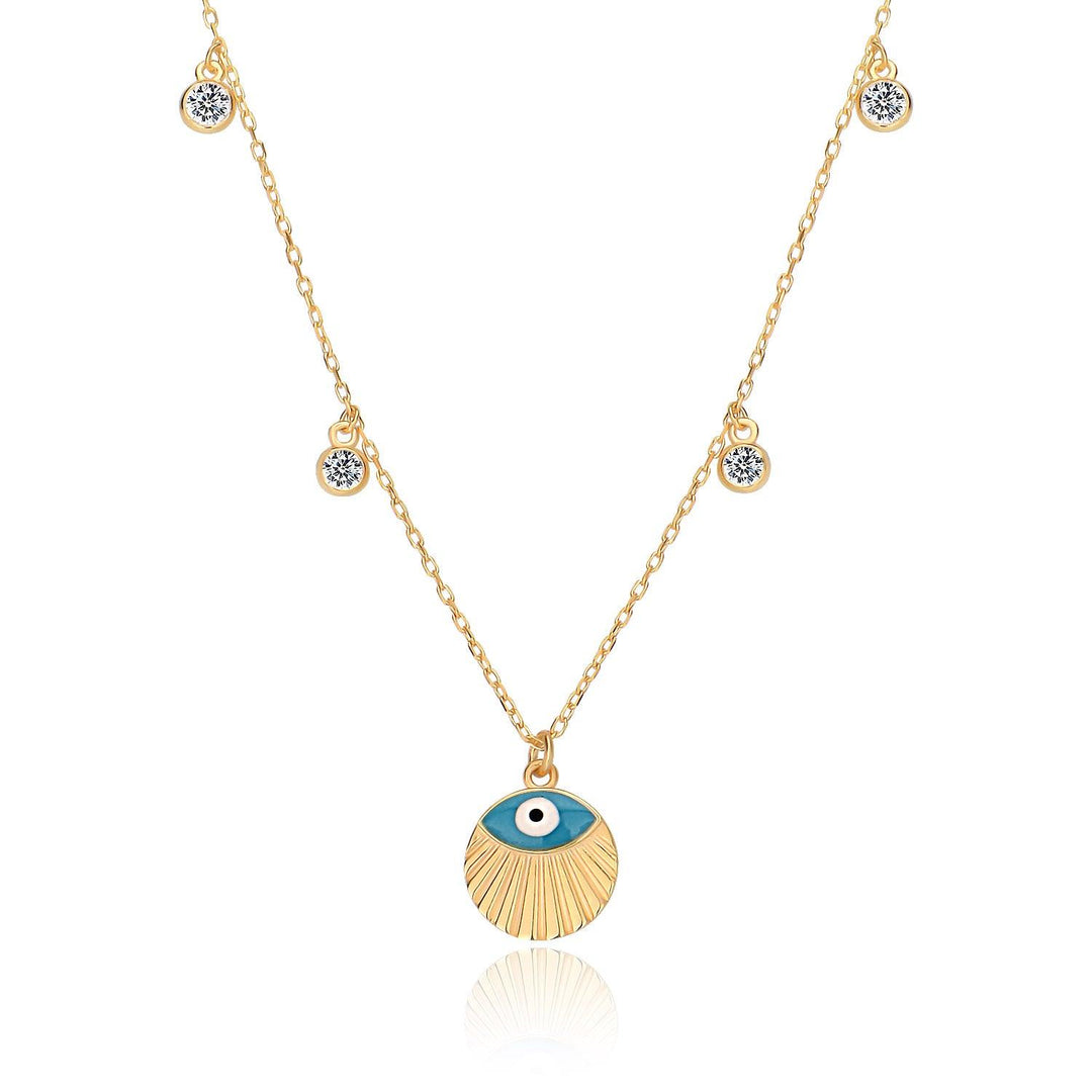 Sun & Sand Pendant & Chain With CZ Charms In Gold Vermeil - Nili Gem