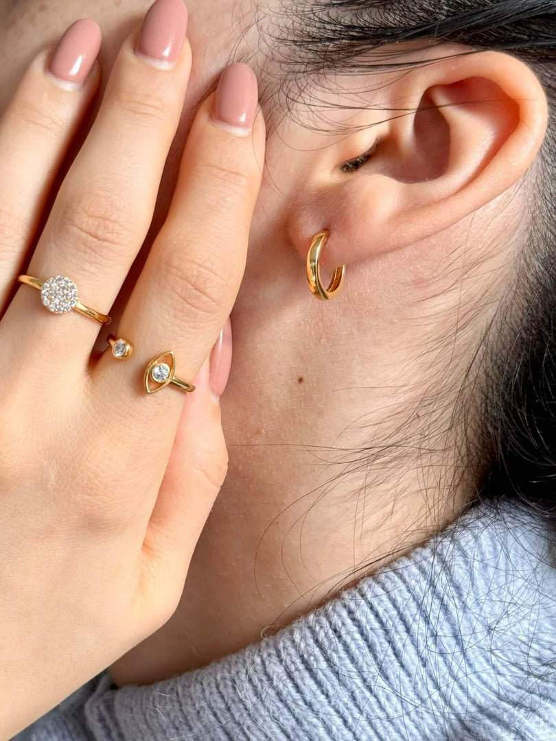 Tear Drop Charm Hoop Earrings in Gold Vermeil - Nili Gem