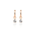 Tear Drop Charm Hoop Earrings in Rose Gold Plating - Nili Gem