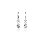 Tear Drop Charm Hoop Earrings in Sterling Silver - Nili Gem