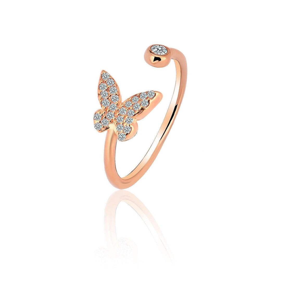 Timeless Butterfly Ring in Rose Gold Plating - Nili Gem