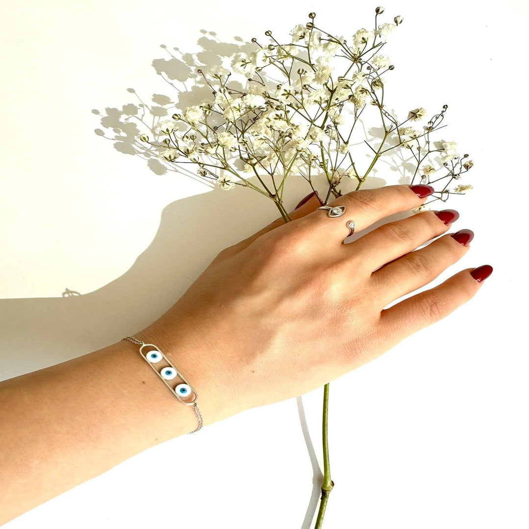 Timeless Evil Eye Bracelet In Sterling Silver - Nili Gem