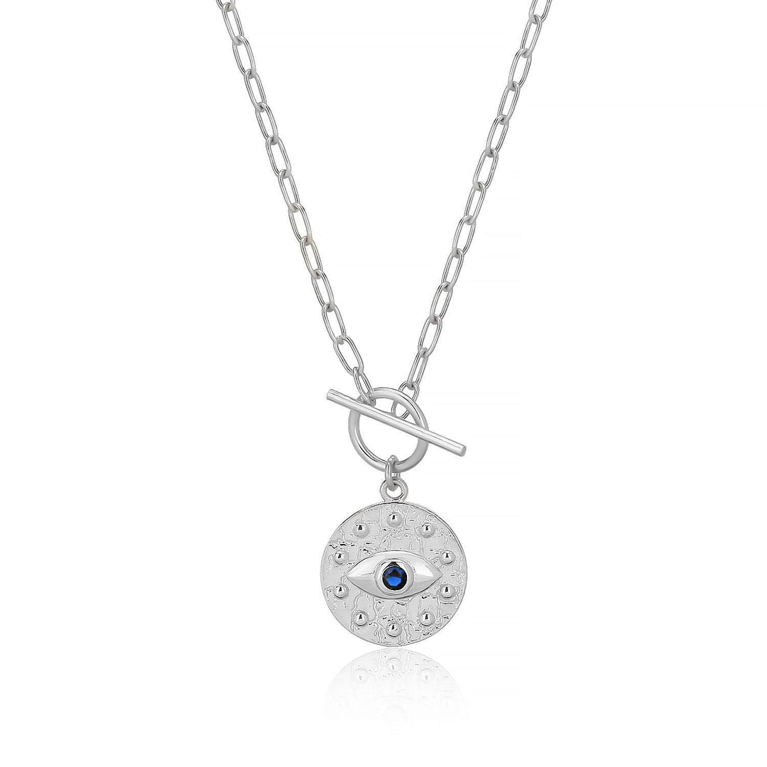 Trendy Evil Eye Pendant Necklace In Sterling Silver - Nili Gem