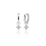 Trendy Star Charms Hoop Earrings In Sterling Silver - Nili Gem