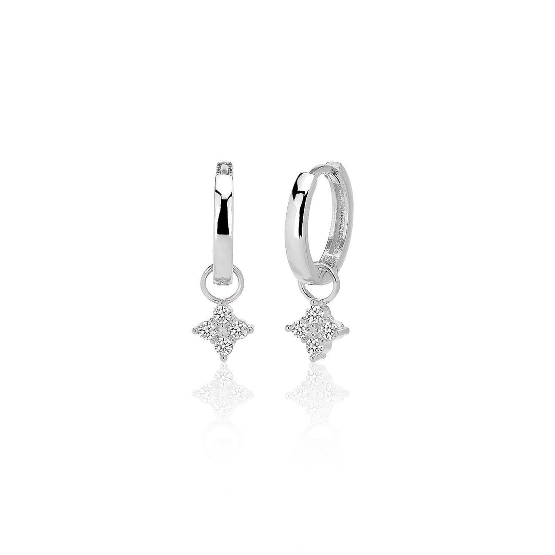 Trendy Star Charms Hoop Earrings In Sterling Silver - Nili Gem