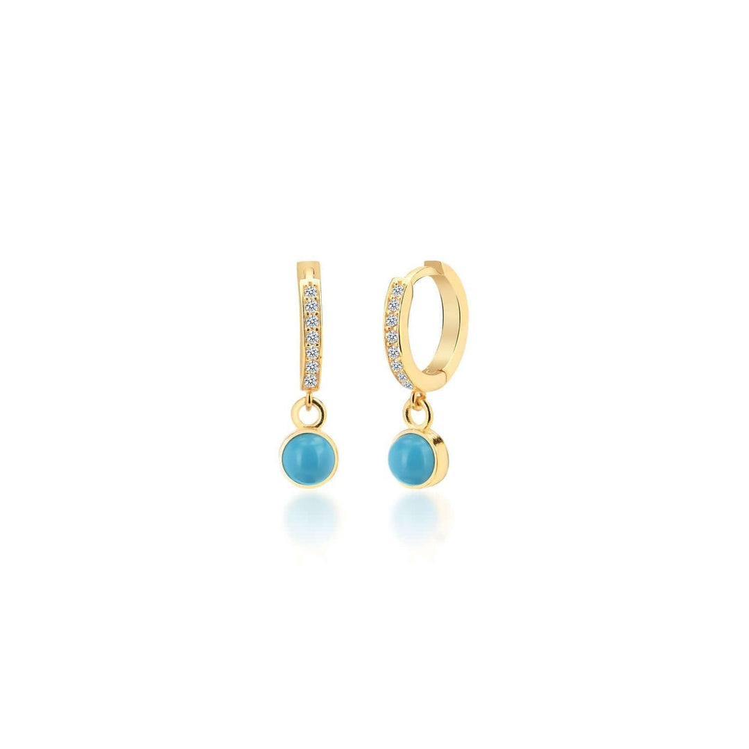 Turquoise charms Hoop Earrings In Gold Vermeil - Nili Gem