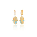 Turquoise Hamsa Hoop Earring in Gold Vermeil - Nili Gem