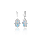 Turquoise Hamsa Hoop Earring in Sterling Silver - Nili Gem
